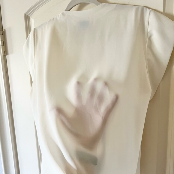 Vintage Mackenzie Ivory Pleated Short Sleeve Blouse 10 - Picture 7 of 7